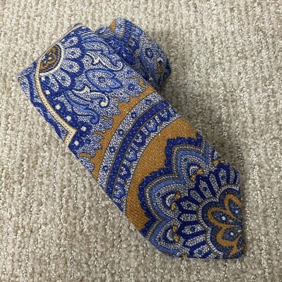 Suitsupply Blue Brown Paisley Wool Silk Tie 3" x 61" Old Money Ivy League Style - Picture 1 of 6